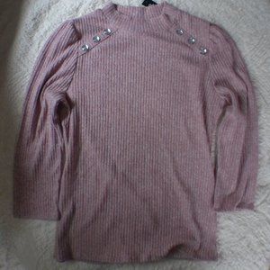 Pink High Neck 3/4 Sleeve Sweater